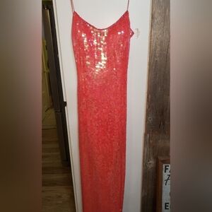 Sequin Coral Prom Dress